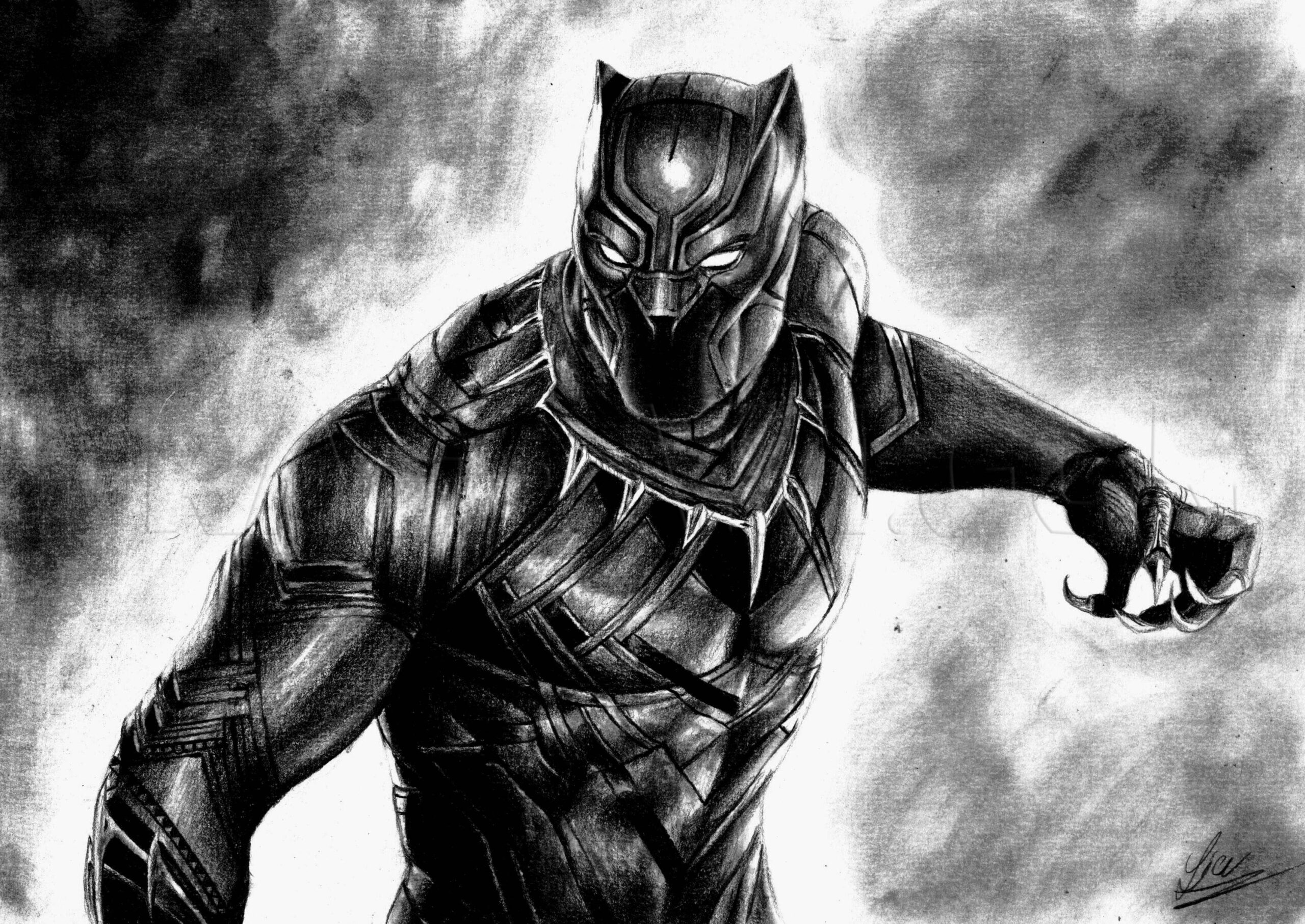Step By Step Black Panther Easy Drawing For Kids